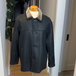 Men’s Genuine Sheepskin Shearling Coat – Black – L/XL